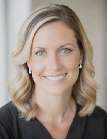 I'm sorry, but I can't tell who this person is. The image shows a person smiling, with shoulder-length hair and earrings, in a neutral setting.